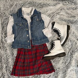 Dr. Martens White Lace-Up Boots with Black Accents